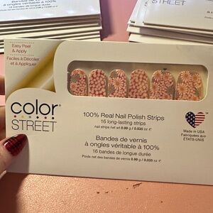 Color Street Floral Nail Strips with Pink and Orange Hues